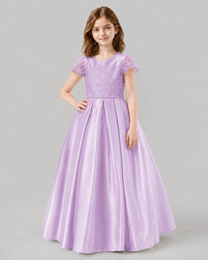 Lilac A-line Junior Bridesmaid Dresses Front