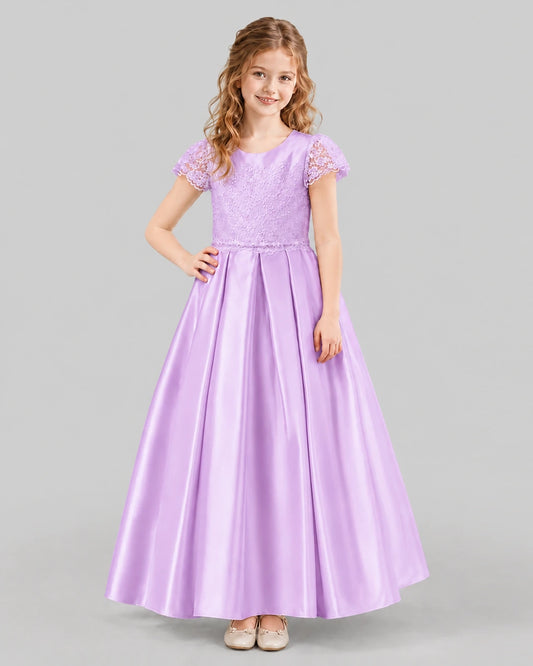 Lilac A-line Junior Bridesmaid Dresses Front