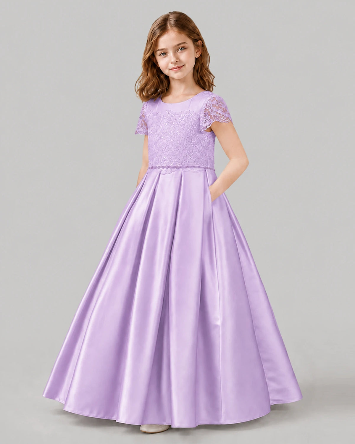 Lilac A-line Junior Bridesmaid Dresses Side