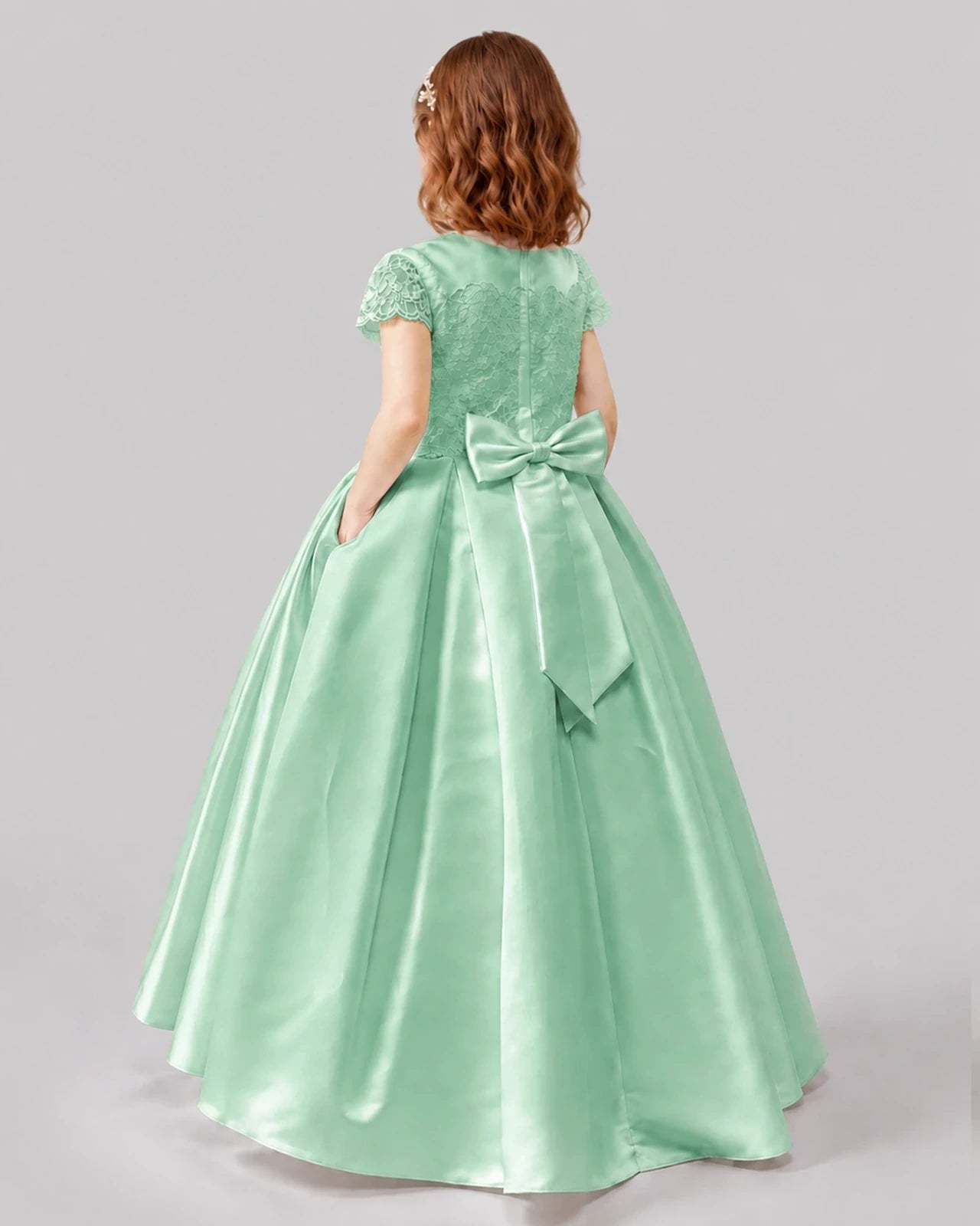 Mint Green A-line Junior Bridesmaid Dresses Back