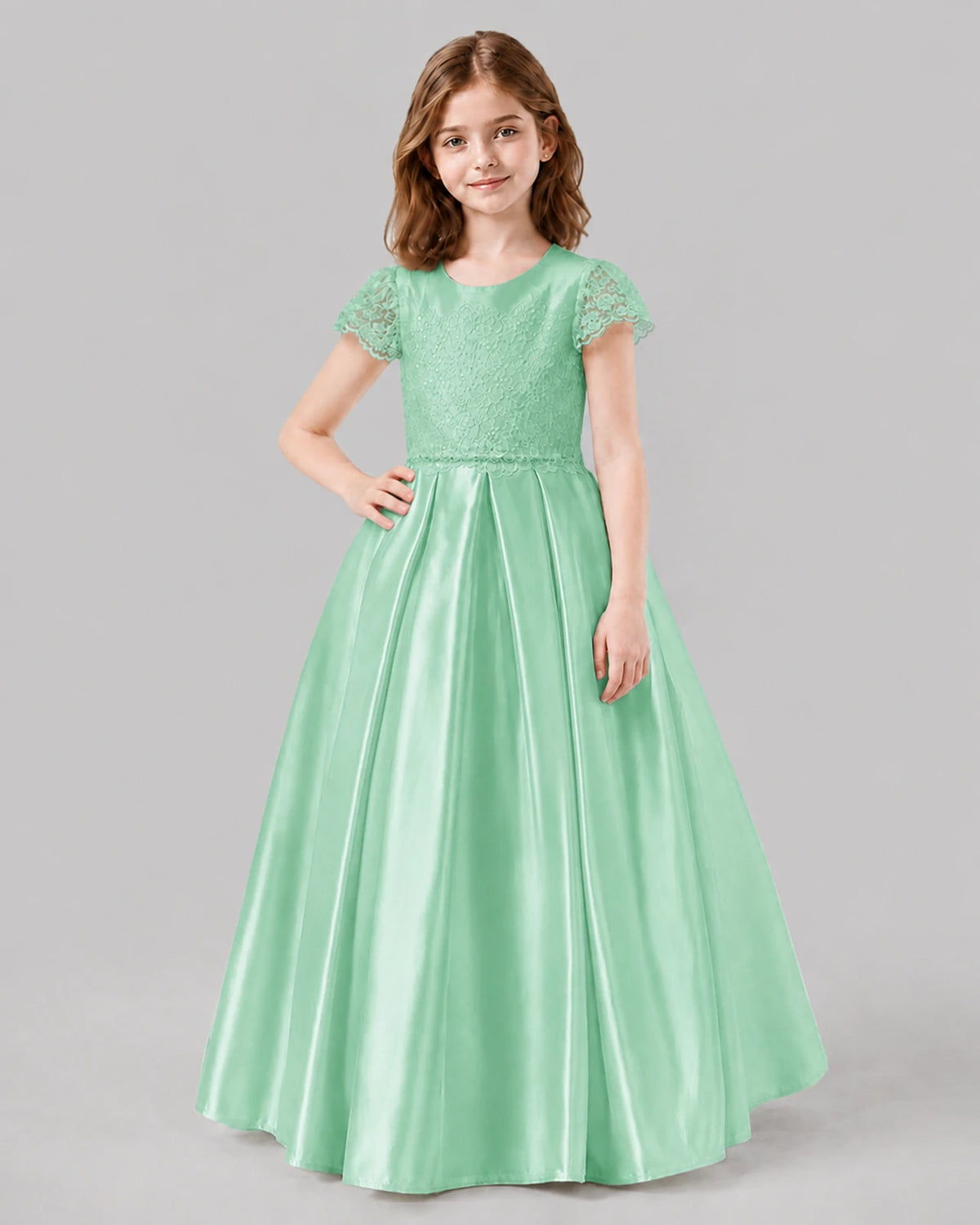 Mint Green A-line Junior Bridesmaid Dresses Front