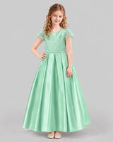 Mint Green A-line Junior Bridesmaid Dresses Front