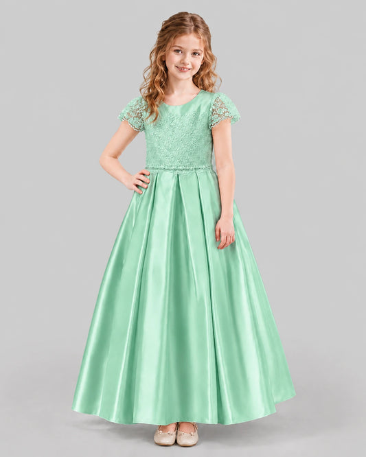 Mint Green A-line Junior Bridesmaid Dresses Front
