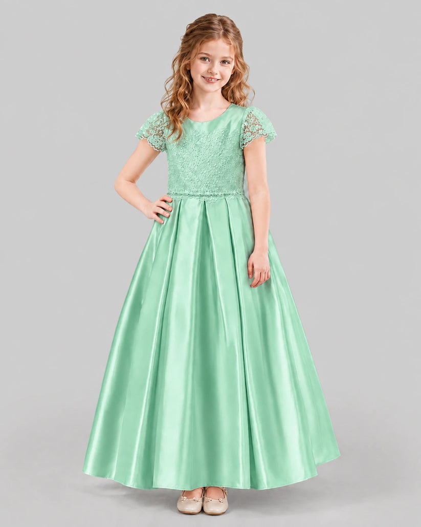 Mint Green A-line Junior Bridesmaid Dresses Front
