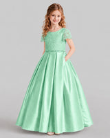 Mint Green A-line Junior Bridesmaid Dresses Side