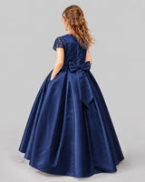 Navy Blue A-line Junior Bridesmaid Dresses Back