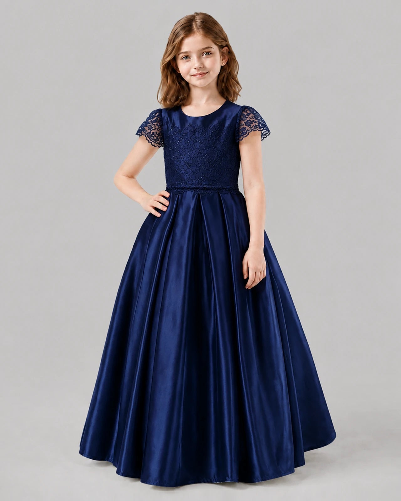Navy Blue A-line Junior Bridesmaid Dresses Front