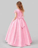 Pink A-line Junior Bridesmaid Dresses Back