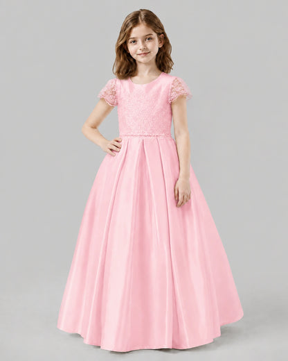 Pink A-line Junior Bridesmaid Dresses Front