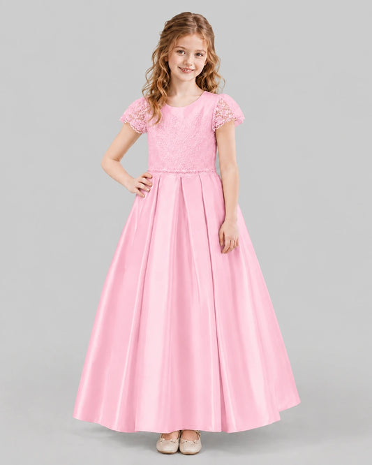Pink A-line Junior Bridesmaid Dresses Front