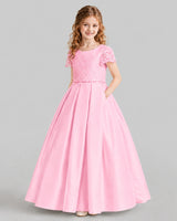 Pink A-line Junior Bridesmaid Dresses Side