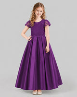 Purple A-line Junior Bridesmaid Dresses Front