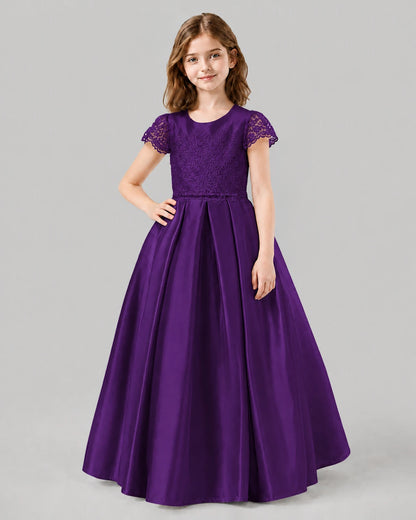 Purple A-line Junior Bridesmaid Dresses Front