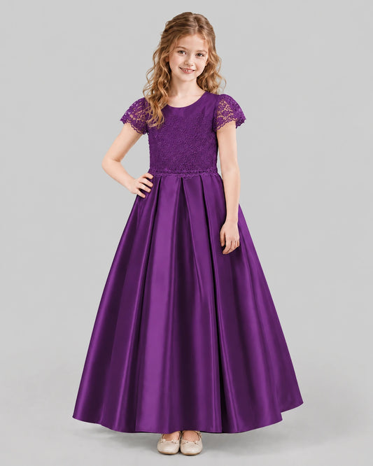 Purple A-line Junior Bridesmaid Dresses Front