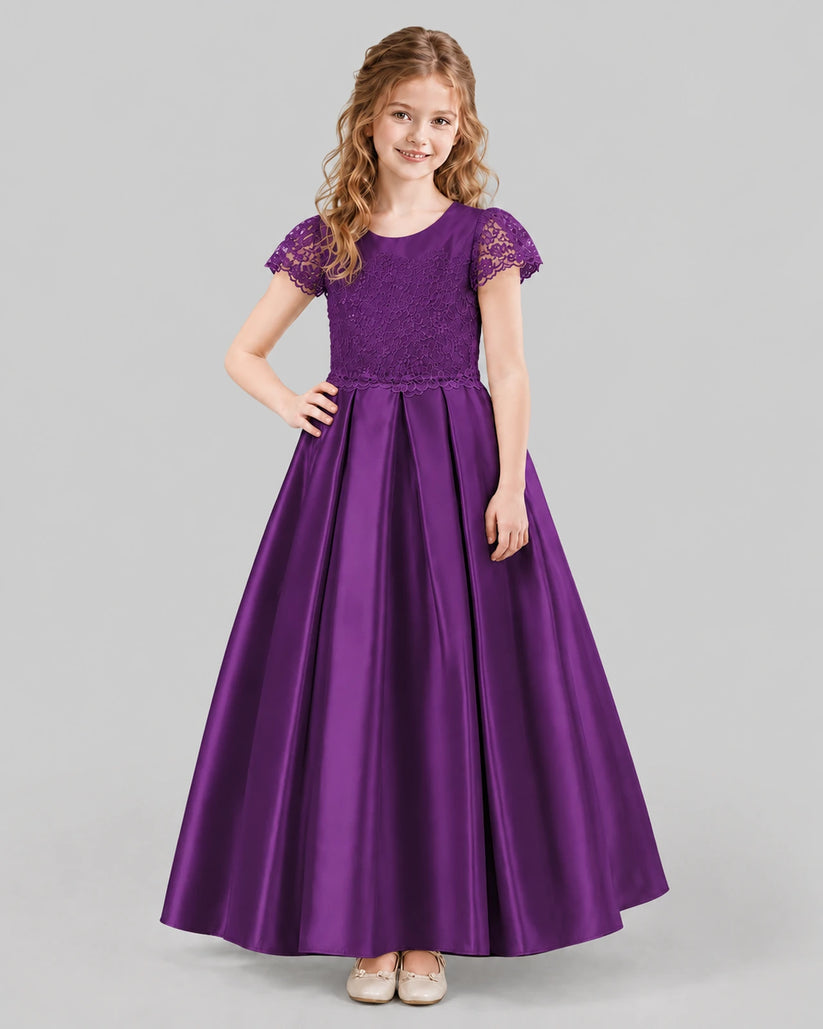 Purple A-line Junior Bridesmaid Dresses Front