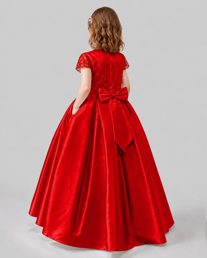 Red A-line Junior Bridesmaid Dresses Back