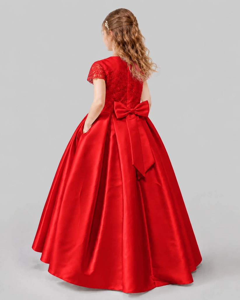 Red A-line Junior Bridesmaid Dresses Back