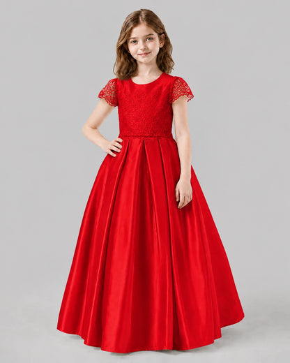 Red A-line Junior Bridesmaid Dresses Front