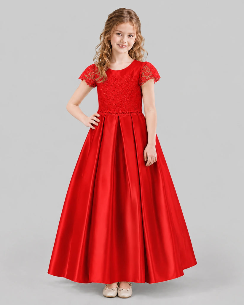 Red A-line Junior Bridesmaid Dresses Front
