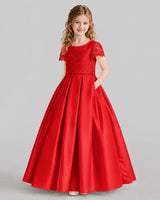 Red A-line Junior Bridesmaid Dresses Side