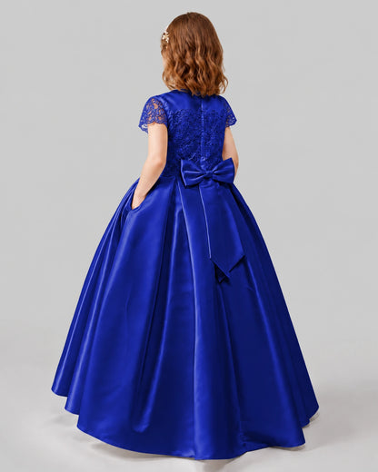 Royal Blue A-line Junior Bridesmaid Dresses Back