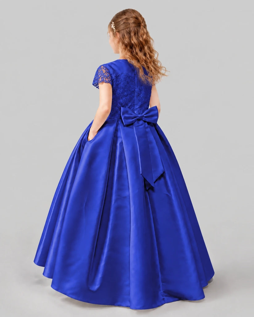 Royal Blue A-line Junior Bridesmaid Dresses Back