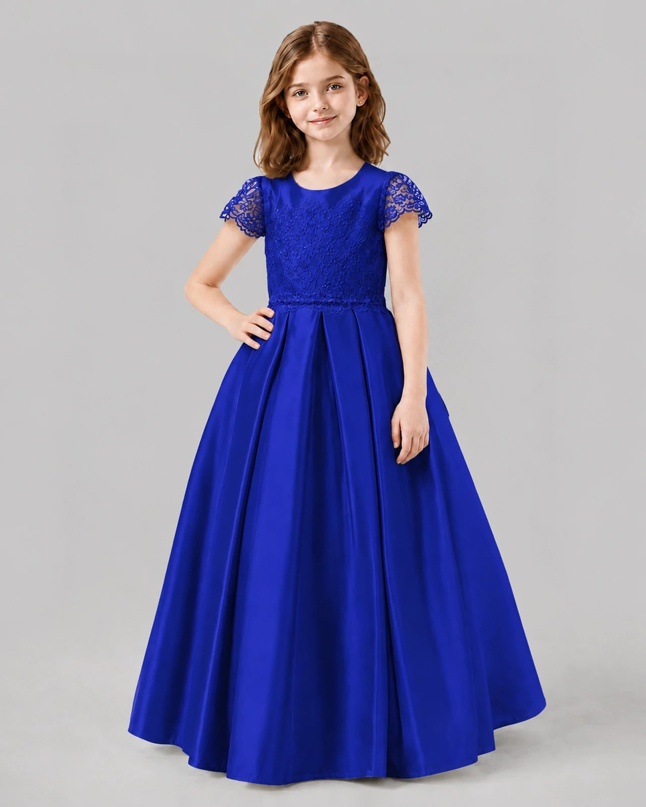 Royal Blue A-line Junior Bridesmaid Dresses Front
