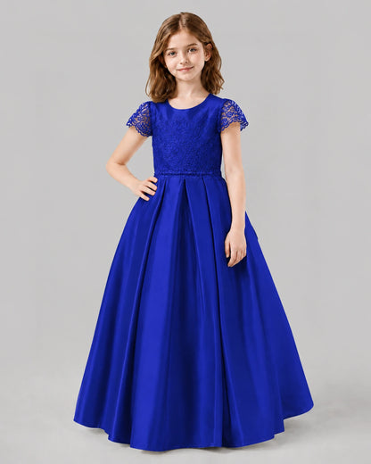 Royal Blue A-line Junior Bridesmaid Dresses Front