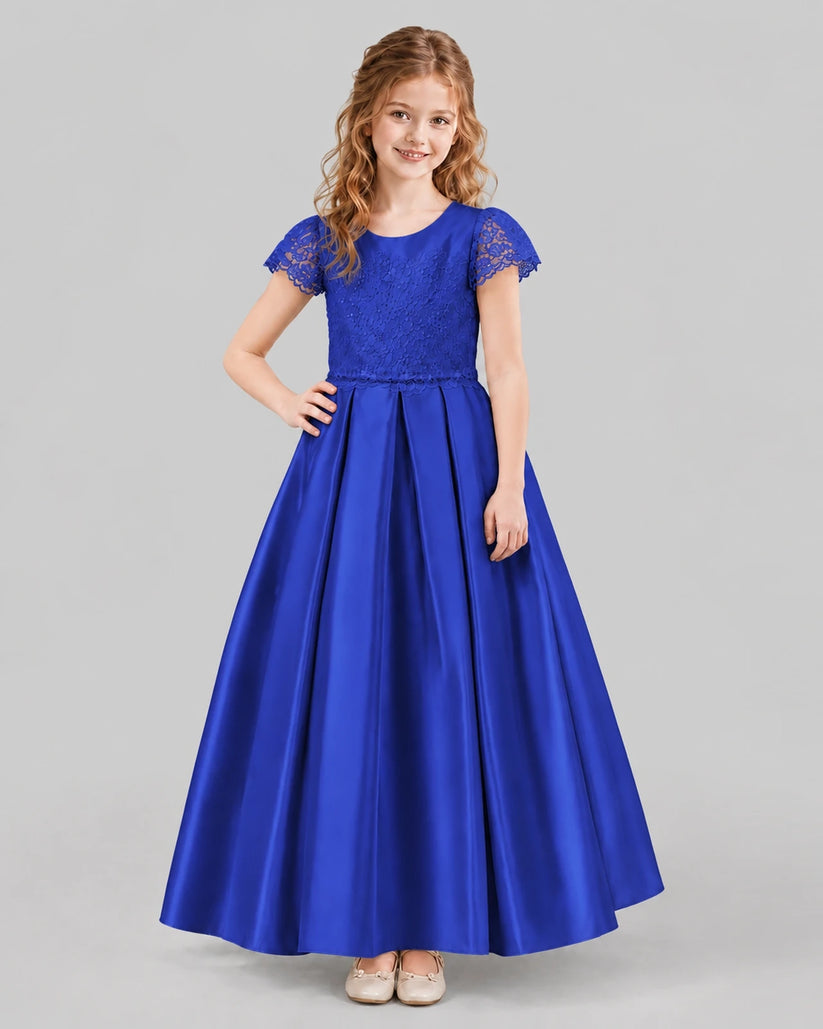 Royal Blue A-line Junior Bridesmaid Dresses Front