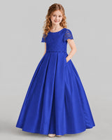 Royal Blue A-line Junior Bridesmaid Dresses Side