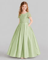 Sage Green A-line Junior Bridesmaid Dresses Side