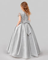 Silver A-line Junior Bridesmaid Dresses Back