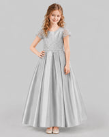 Silver A-line Junior Bridesmaid Dresses Front