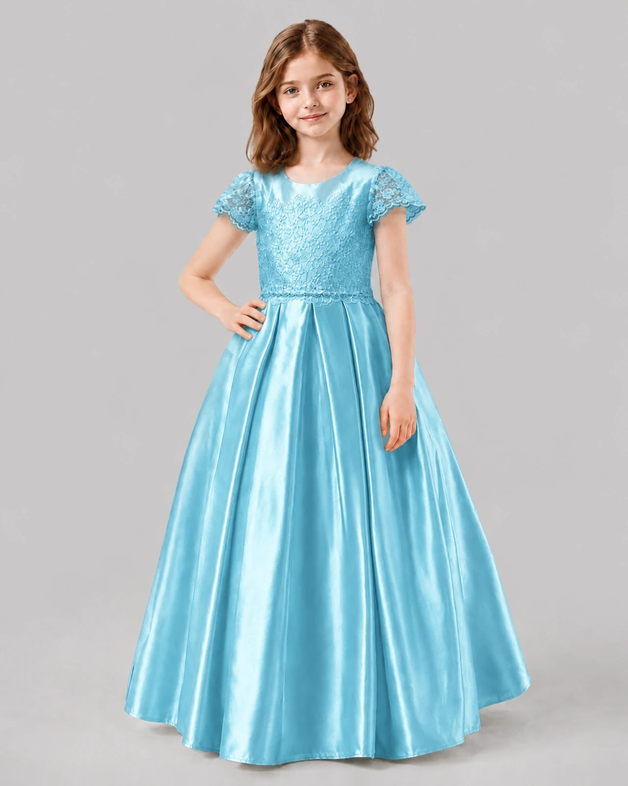 Sky Blue A-line Junior Bridesmaid Dresses Front