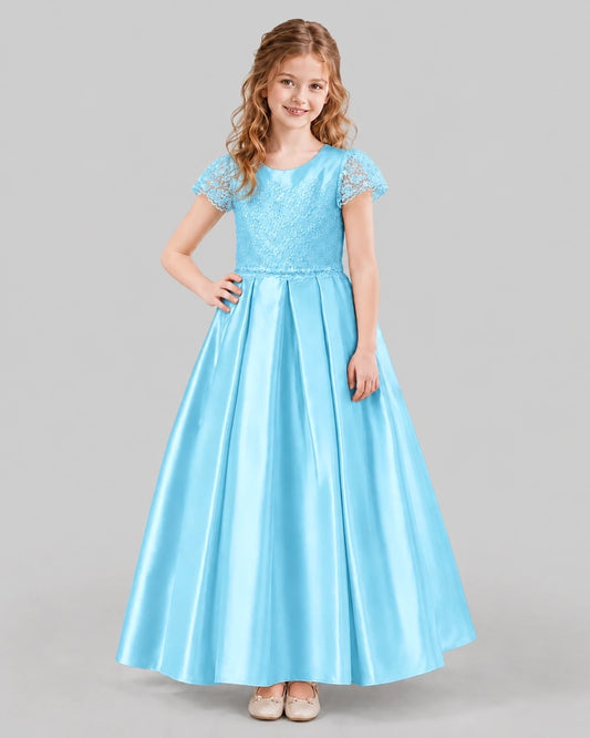 Sky Blue A-line Junior Bridesmaid Dresses Front