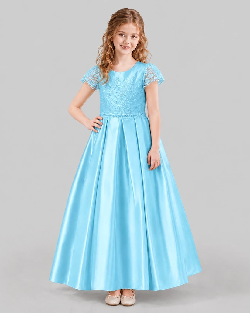 Sky Blue A-line Junior Bridesmaid Dresses Front