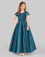 Teal A-line Junior Bridesmaid Dresses Front