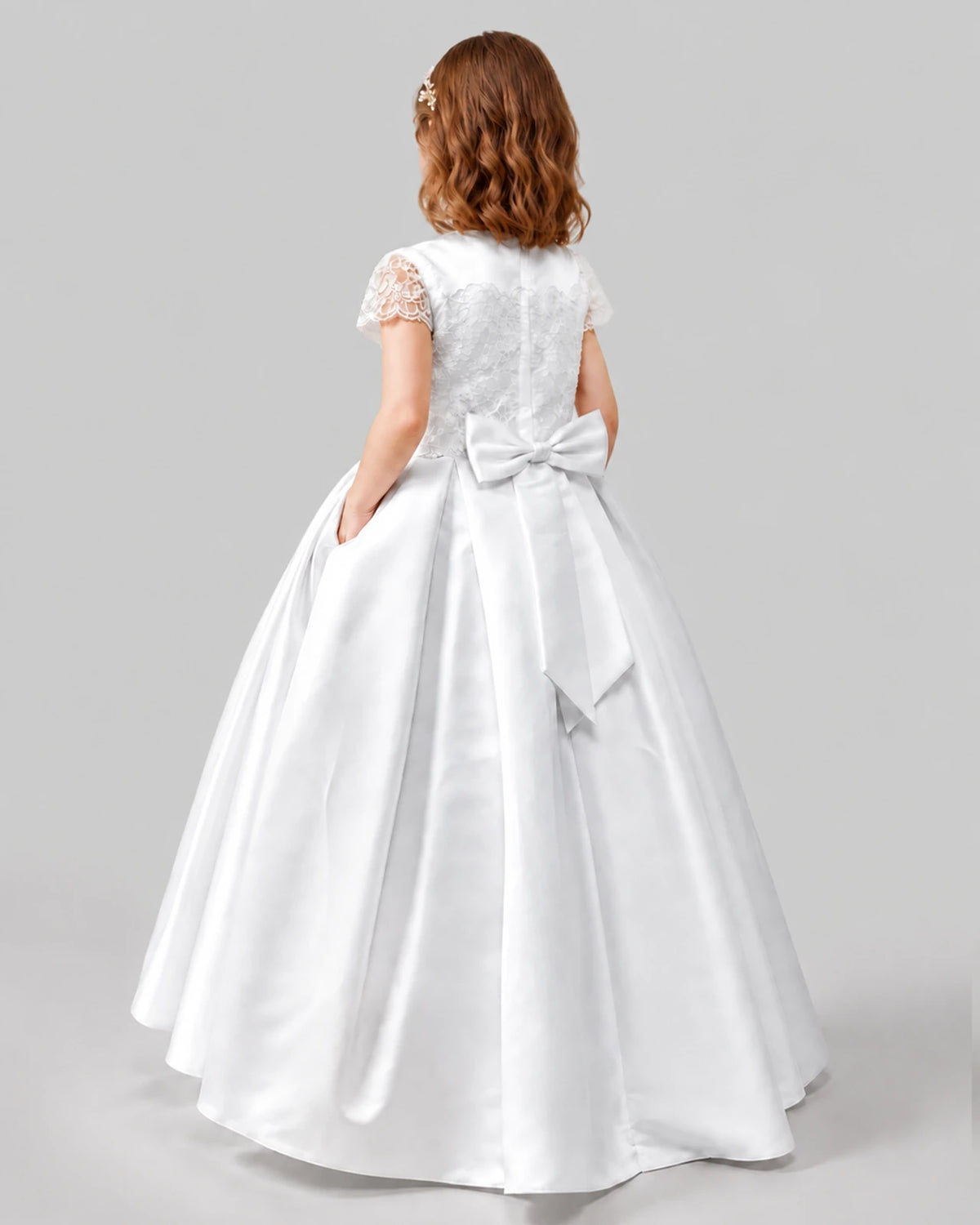 White A-line Junior Bridesmaid Dresses Back