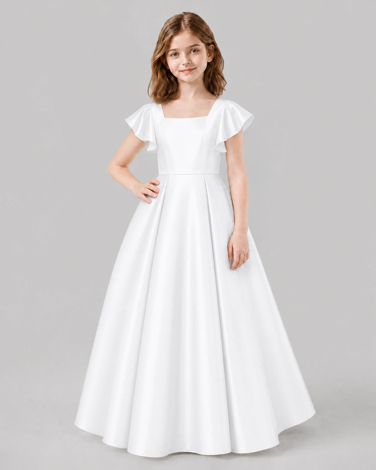White A-line Junior Bridesmaid Dresses Front