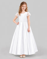 White A-line Junior Bridesmaid Dresses Front