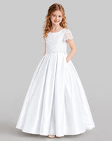 White A-line Junior Bridesmaid Dresses Side