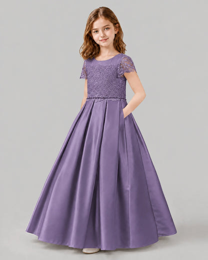 Wisteria A-line Junior Bridesmaid Dresses Side