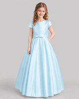 Baby Blue A-line Junior Bridesmaid Dresses Front