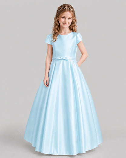 Baby Blue A-line Junior Bridesmaid Dresses Front