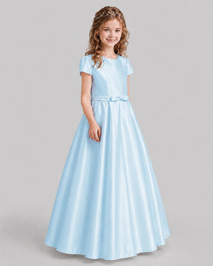 Baby Blue A-line Junior Bridesmaid Dresses Side