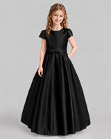 Black A-line Junior Bridesmaid Dresses Front