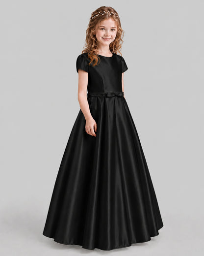 Black A-line Junior Bridesmaid Dresses Side