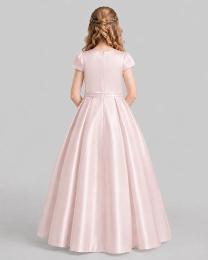 Blush Pink A-line Junior Bridesmaid Dresses Back