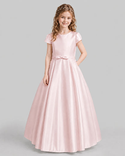 Blush Pink A-line Junior Bridesmaid Dresses Front