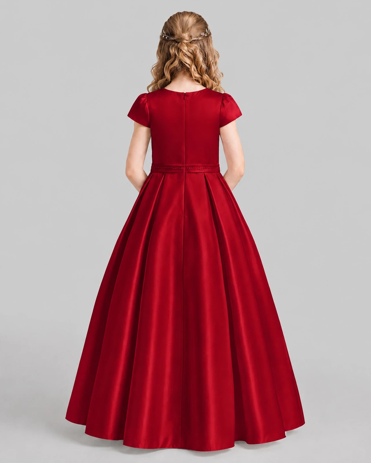Burgundy A-line Junior Bridesmaid Dresses Back